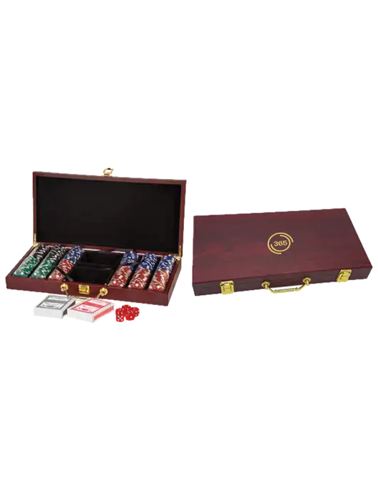 Rosewood Poker Set, 300 Chips w/365 Icon Logo