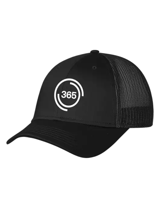 Black Mesh Trucker Cap Snap Back w/365 Icon Logo