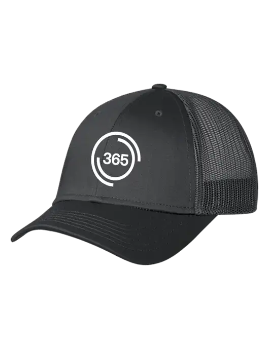 Charcoal Mesh Trucker Cap Snap Back w/365 Icon Logo