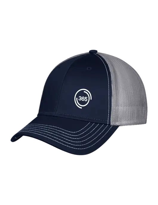 Navy & Grey Mesh Trucker Cap Snap Back w/365 Icon Logo