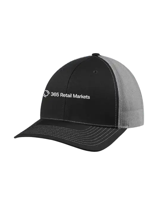 Richardson Adjustable Snapback Original 112 Trucker Cap Black w/Charcoal Mesh w/365 Logo