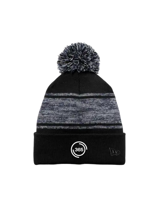 New Era Black/Navy Knit Chilled Pom Beanie w/365 Icon Logo