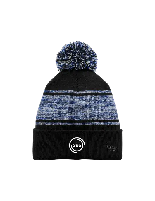 New Era Black/Royal Knit Chilled Pom Beanie w/365 Icon Logo