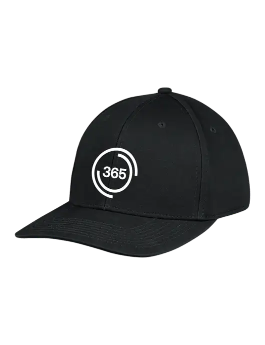 Premium Modern Structured Twill Black Snapback Cap w/365 Icon Logo