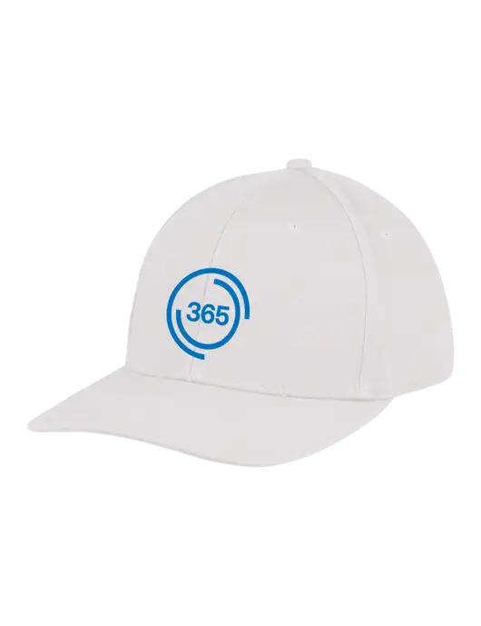 Premium Modern Structured Twill White Snapback Cap w/365 Icon Logo