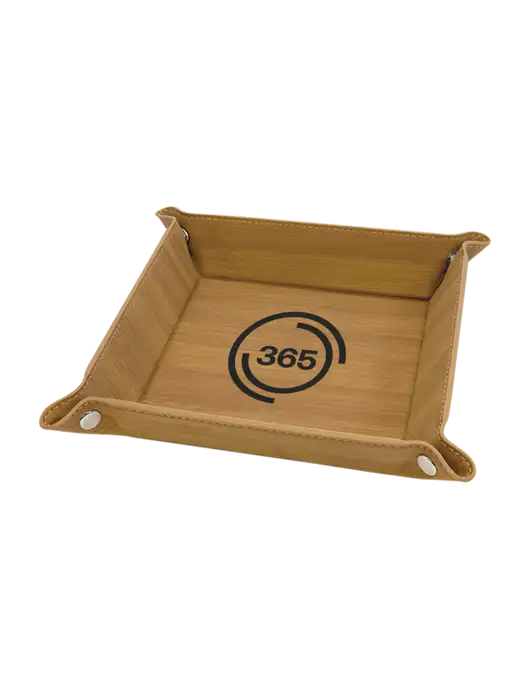 Bamboo Leatherette Valet Tray, 6 x 6 w/365 Icon Logo