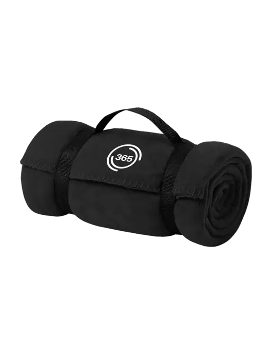 Casual Black Fleece Blanket With Strap w/365 Icon Logo