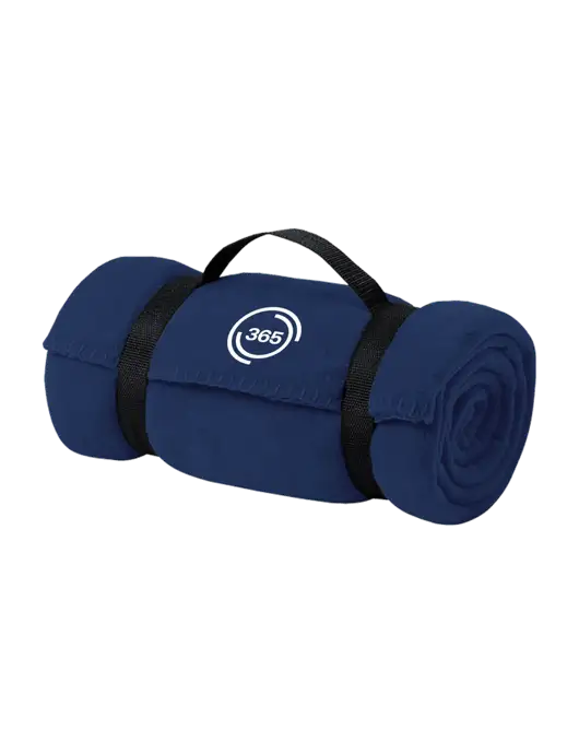 Casual Navy Fleece Blanket With Strap  w/365 Icon Logo
