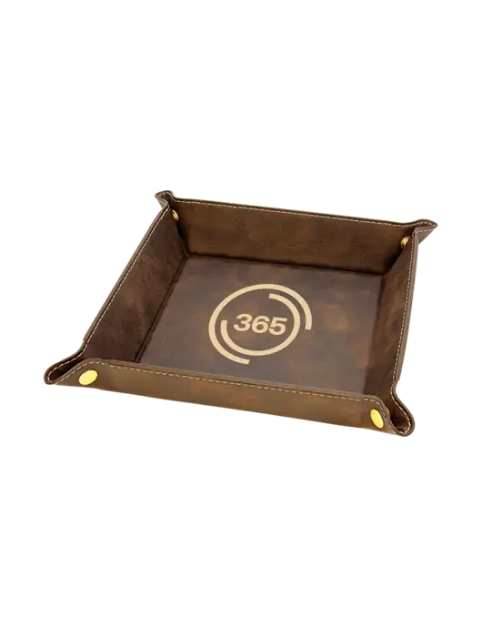 Rustic Leatherette Valet Tray, 6 x 6 w/365 Icon Logo