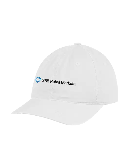 Garment Washed Unstructured Twill White Cap w/365 Logo