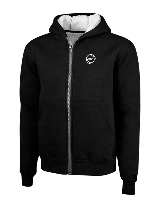 Cornerstone Black Heavyweight Sherpa Lined Hooded Fleece Jacket w/365 Icon Logo