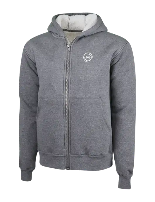 Cornerstone Grey Heather Heavyweight Sherpa Lined Hooded Fleece Jacket w/365 Icon Logo