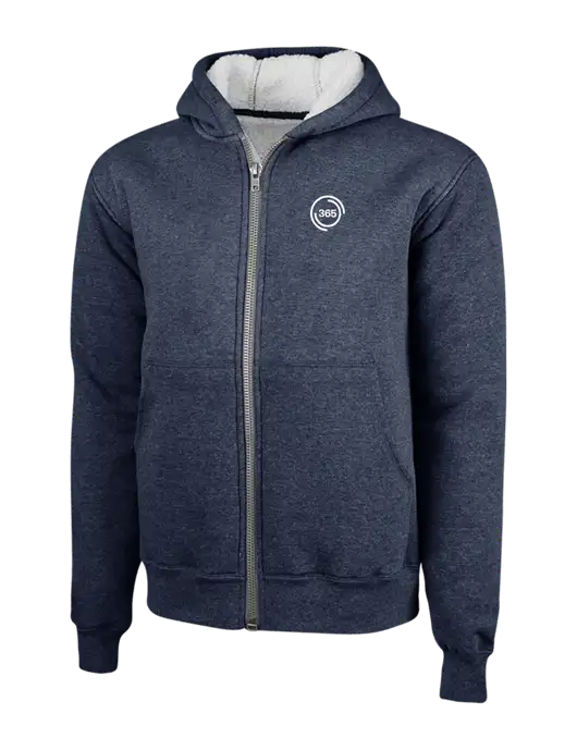 Cornerstone Navy Heavyweight Sherpa Lined Hooded Fleece Jacket w/365 Icon Logo