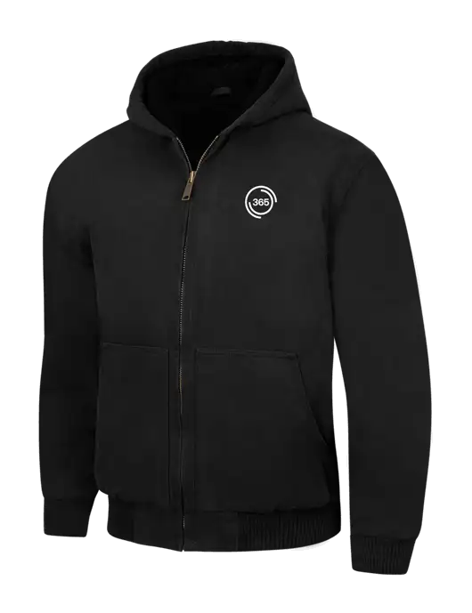 CornerStone Black Washed Duck Cloth Insulated Hooded Work Jacket w/365 Icon Logo