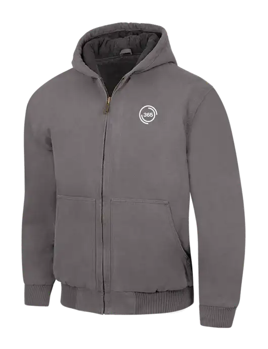 CornerStone Medium Grey Washed Duck Cloth Insulated Hooded Work Jacket w/365 Icon Logo