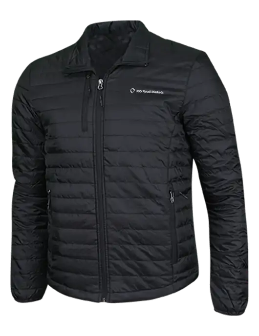 Deep Black Puffy Packable Jacket w/365 Logo