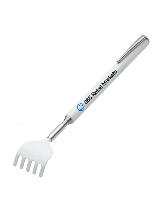 Telescopic White Back Scratcher w/365 Logo