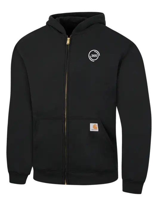 Carhartt Black Midweight Hooded Zip-Front Sweatshirt w/365 Icon Logo