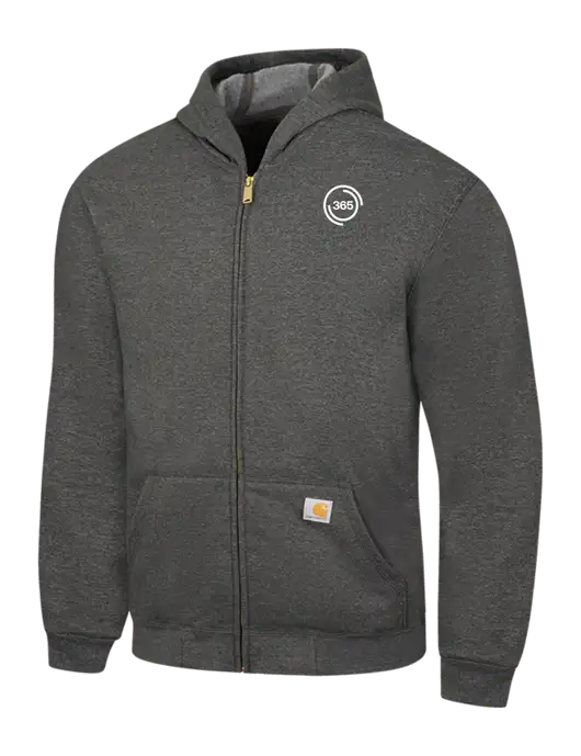 Carhartt Dark Grey Heather Midweight Hooded Zip-Front Sweatshirt w/365 Icon Logo