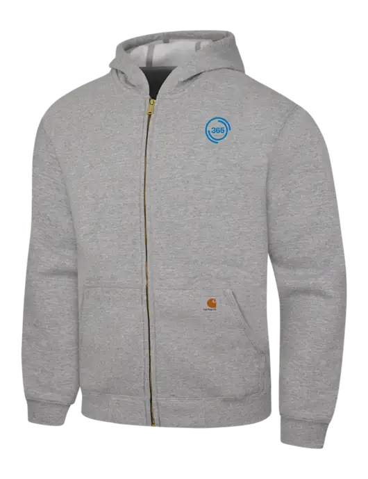 Carhartt Light Grey Heather Midweight Hooded Zip-Front Sweatshirt w/365 Icon Logo
