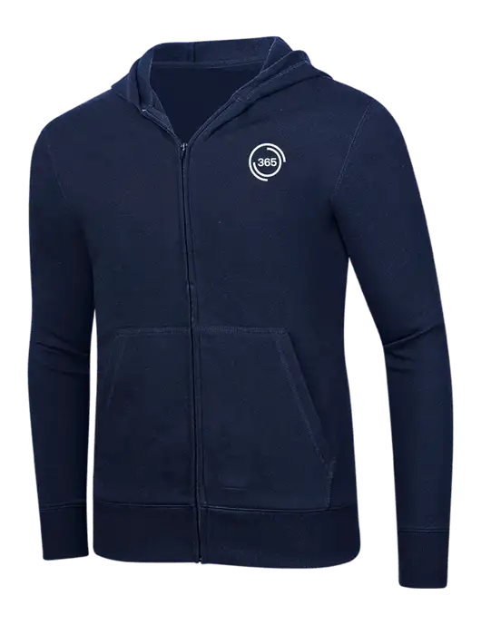 Full-Zip Navy Heavyweight Hooded Sweatshirt w/365 Icon Logo