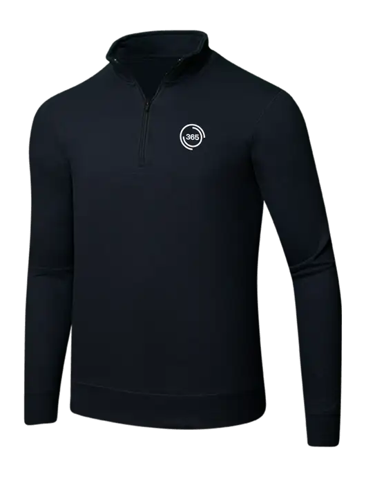 Jet Black 8.5 oz Ring Spun 1/4 Zip Pullover Sweatshirt w/365 Icon Logo