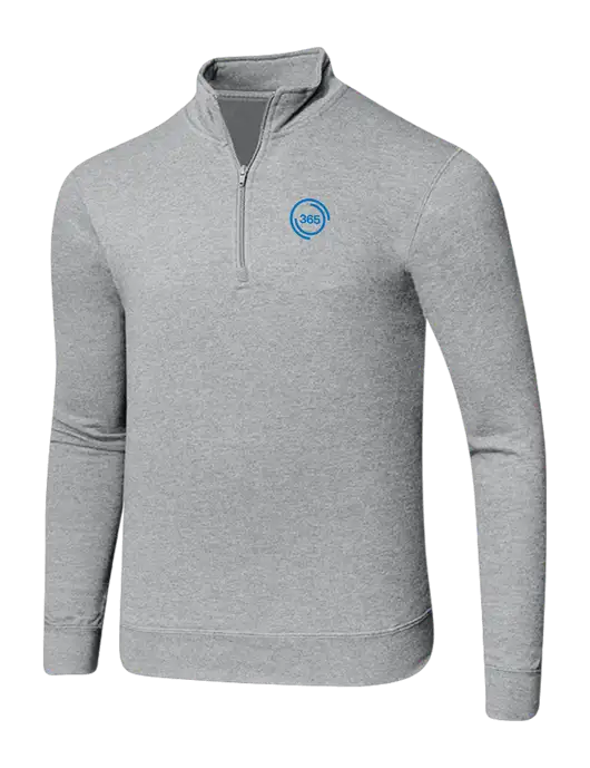 Light Heather Grey 8.5 oz Ring Spun 1/4 Zip Pullover Sweatshirt w/365 Icon Logo