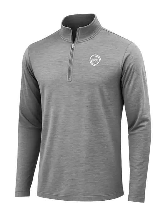 Dark Grey Heather Posicharge Tri-Blend Wicking 1/4 Zip Pullover w/365 Icon Logo
