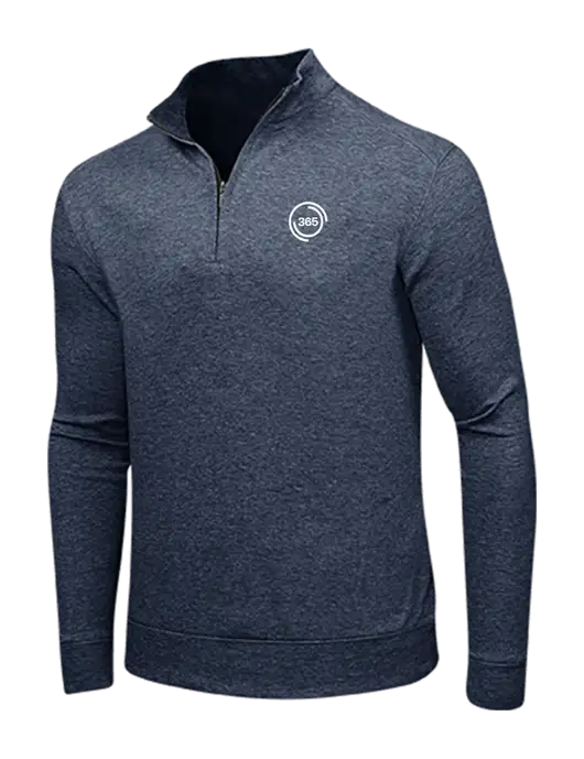 Estate Blue Heather/Charcoal Heather Interlock 1/4 Zip w/365 Icon Logo