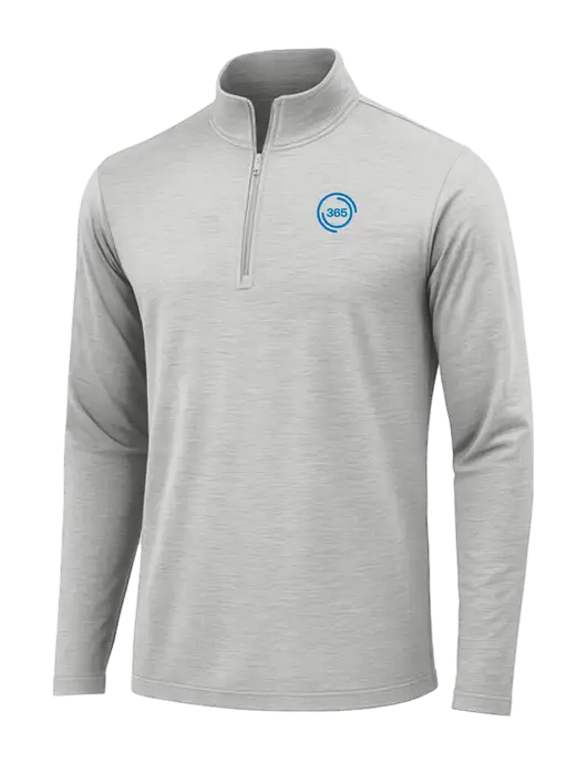 Light Grey Heather Posicharge Tri-Blend Wicking 1/4 Zip Pullover w/365 Icon Logo