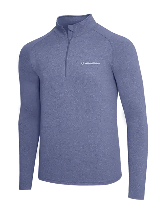 Navy Heather Sport Wick Stretch 1/4 Zip Pullover w/365 Logo