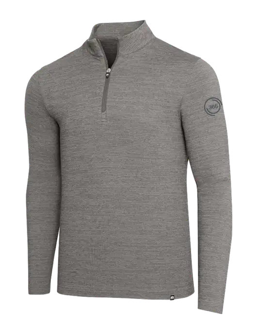 TravisMathew Medium Grey Heather Crestview 1/4 Zip w/365 Icon Logo