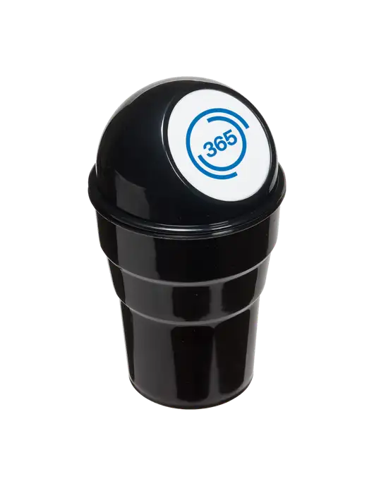 Black Car Cup Holder Trash Can w/365 Icon Logo