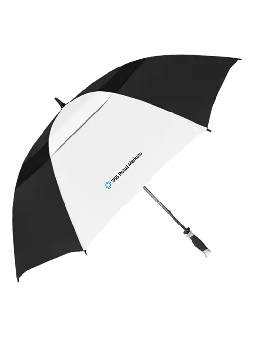Black/White Vented Typhoon Tamer Golf Umbrella w/365 Logo