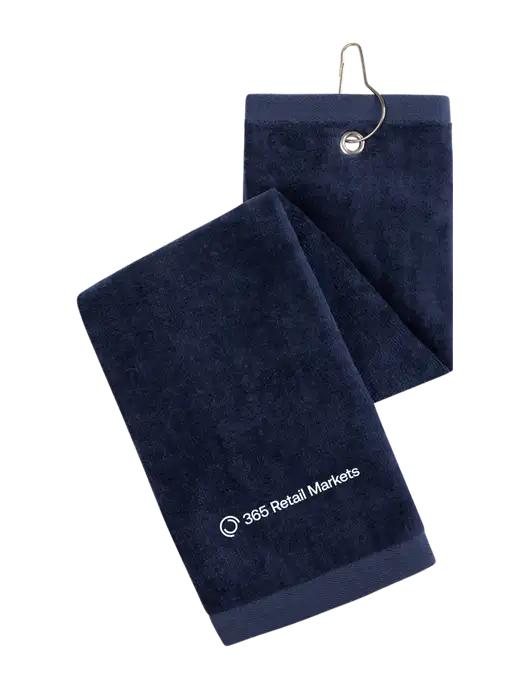 Navy Tri-Fold Golf Towel with Grommet w/365 Logo