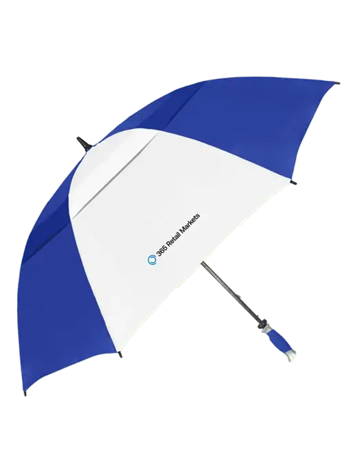 Royal/White Vented Typhoon Tamer Golf Umbrella w/365 Logo