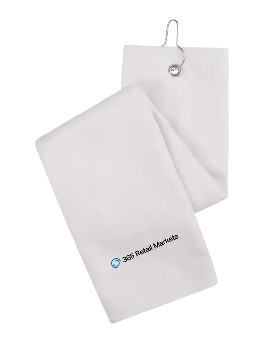 White Tri-Fold Golf Towel with Grommet w/365 Logo