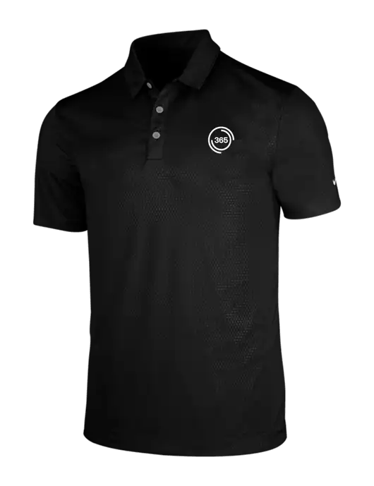NIKE Black Dri-Fit Embossed Tri-Blade Polo w/365 Icon Logo