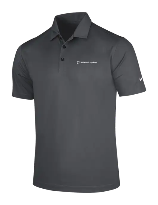 NIKE Dark Grey Dri-Fit Vertical Mesh Polo w/365 Logo