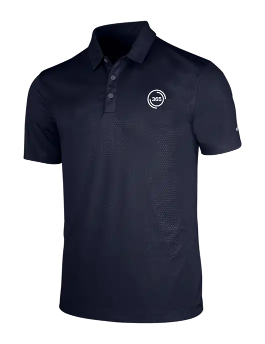 NIKE Dark Navy Dri-Fit Embossed Tri-Blade Polo w/365 Icon Logo