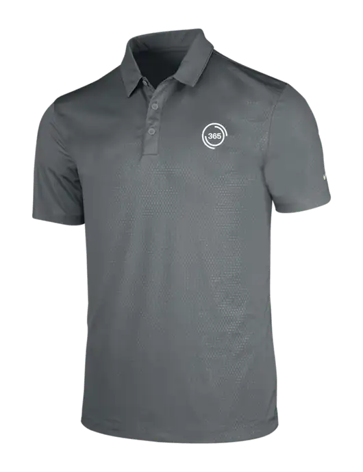 NIKE Medium Grey Dri-Fit Embossed Tri-Blade Polo w/365 Icon Logo