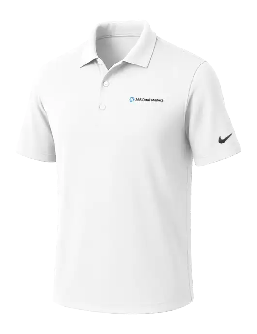 NIKE White Dri-Fit Micro Pique Polo w/365 Logo
