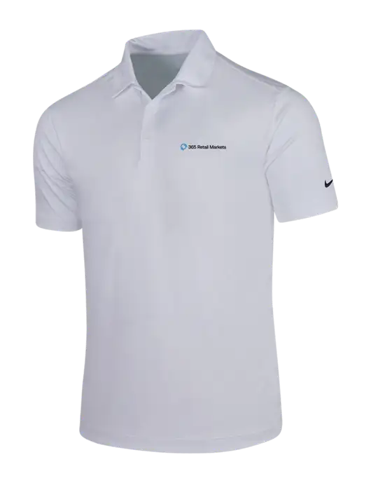 NIKE White Dri-Fit Vertical Mesh Polo w/365 Logo