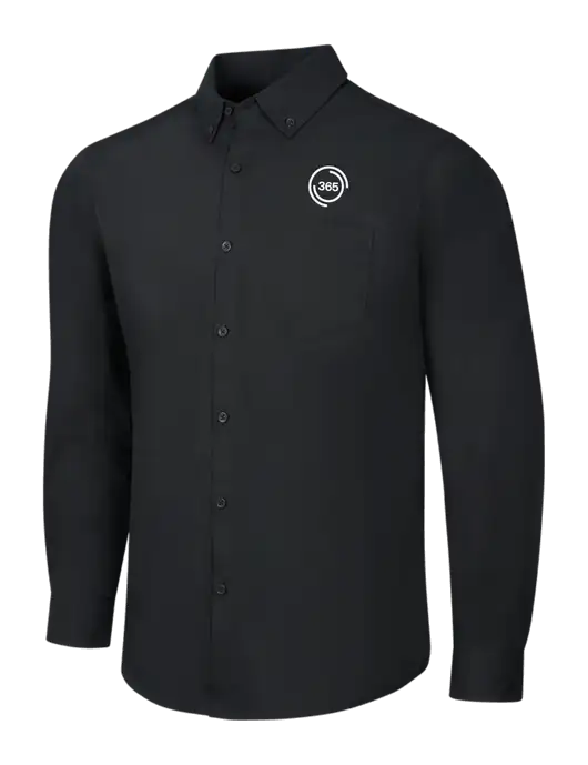 Black Long Sleeve Carefree Poplin Shirt w/365 Icon Logo