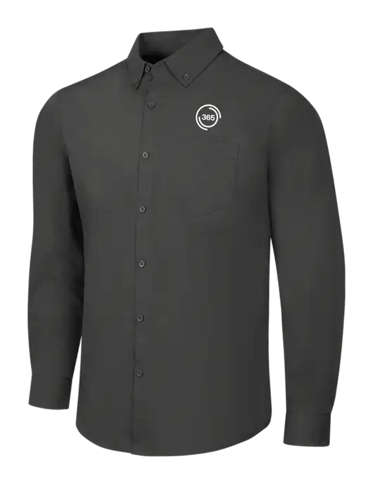 Dark Grey Long Sleeve Carefree Poplin Shirt w/365 Icon Logo