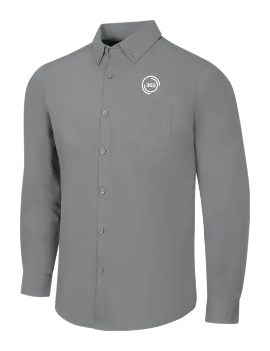 Medium Grey Long Sleeve Carefree Poplin Shirt w/365 Icon Logo