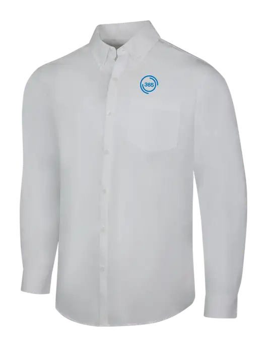 White Long Sleeve Carefree Poplin Shirt w/365 Icon Logo