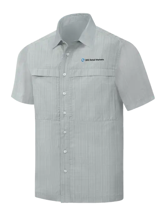 Light Grey Crosshatch Short Sleeve UV Daybreak Shirt w/365 Logo