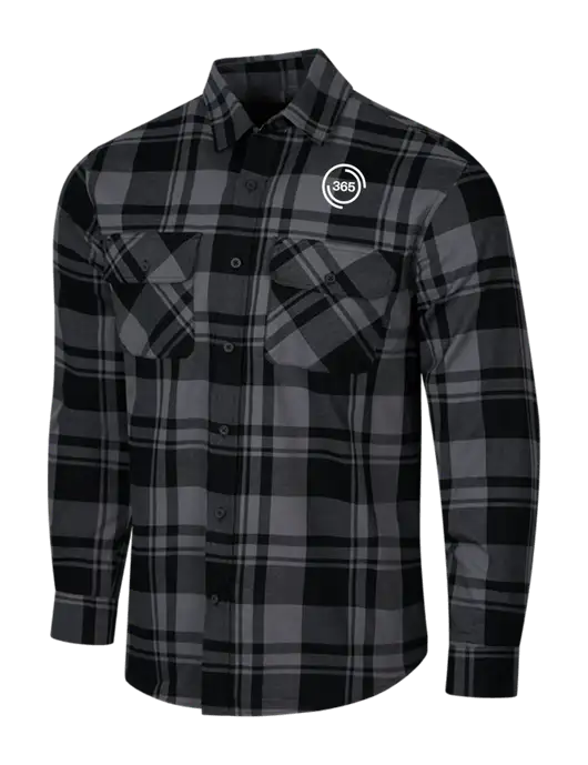 Medium Grey/Black Plaid Flannel Shirt w/365 Icon Logo