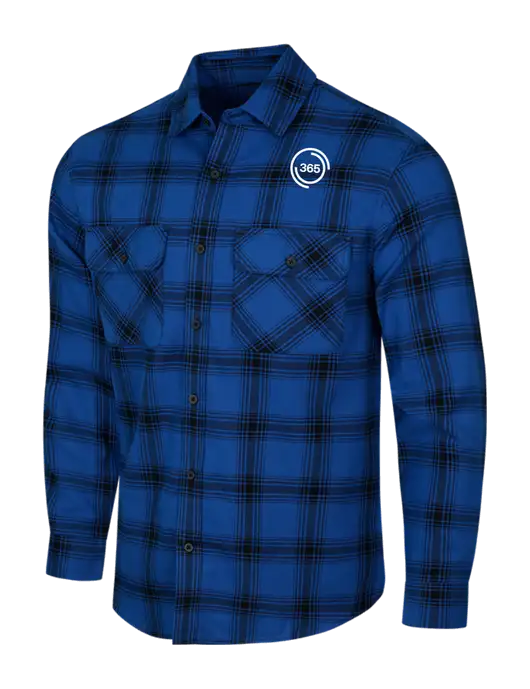 Royal/Black Open Plaid Flannel Shirt w/365 Icon Logo